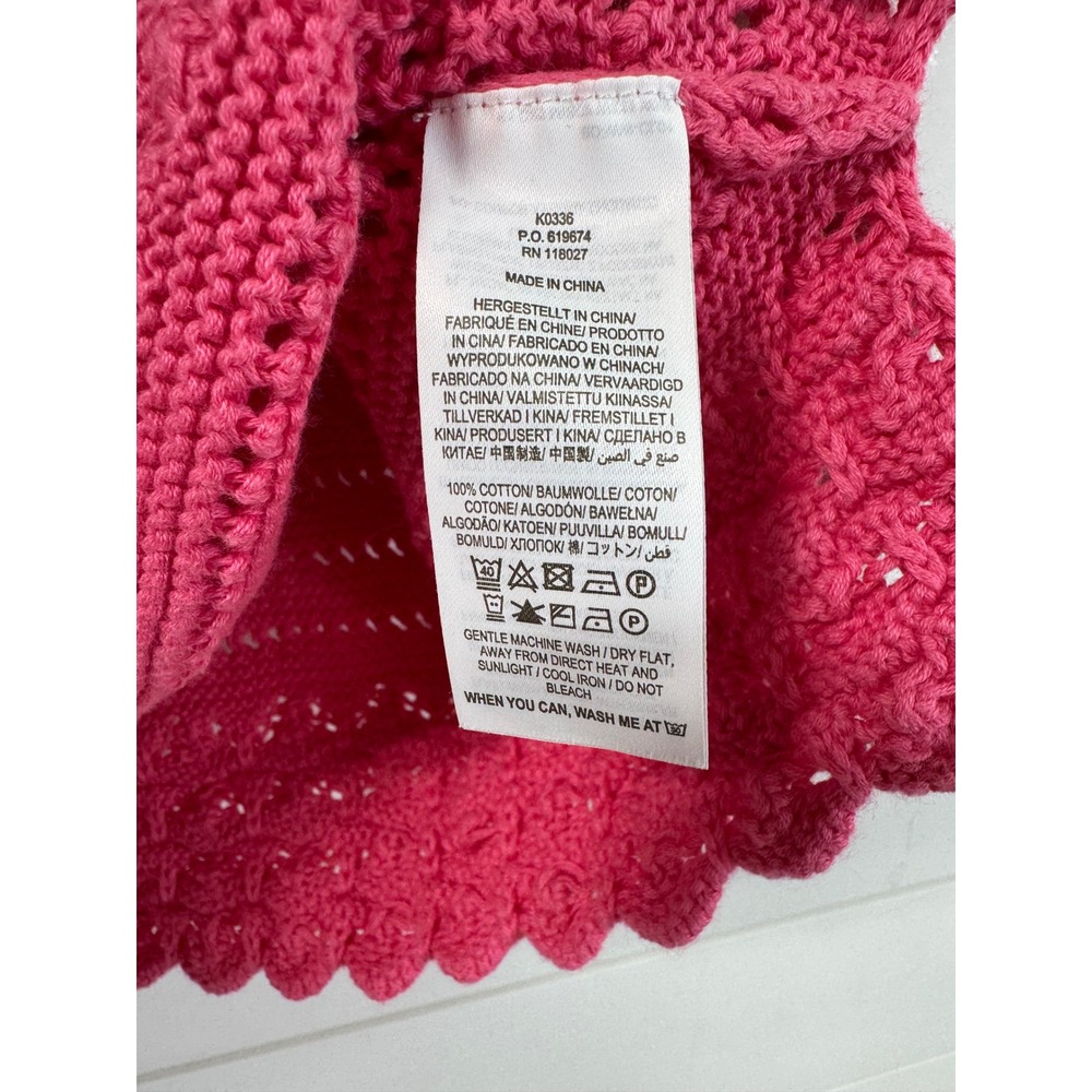 Boden Pink Cotton Pointelle Knit Scalloped Hem Sweater K0336 Womens Large - Picture 6 of 9